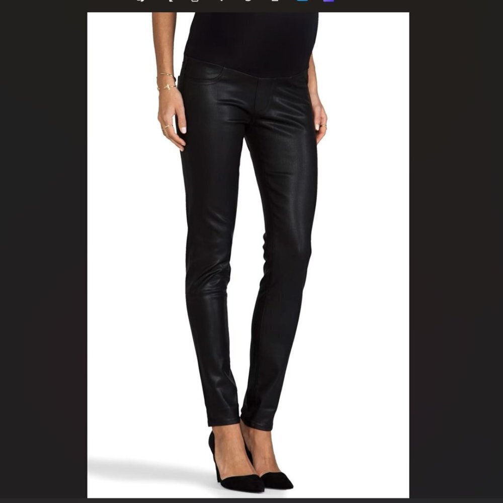 NWT Paige Denim Verdugo Ultra Skinny in Black Coated Stretch Maternity Jeans 32